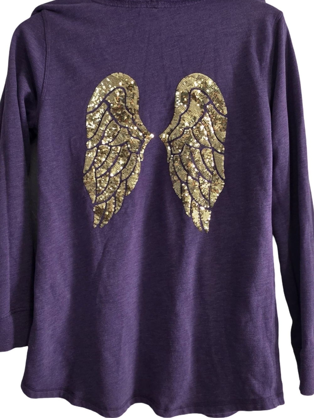 Victoria's Secret Purple Hooded Tunic Gold Sequin Angel Wings Small Y2K McBling